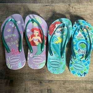 2 Pairs Disney Princess Havaianas Flip Flops size 11/12 c 29/30
